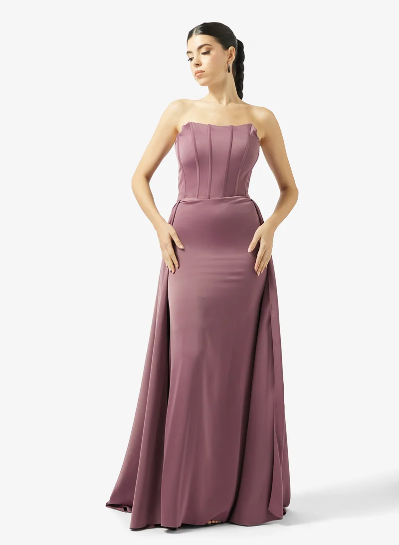 Akadia Fashion STRAPLESS EXTENDED TAIL SATIN DRESS